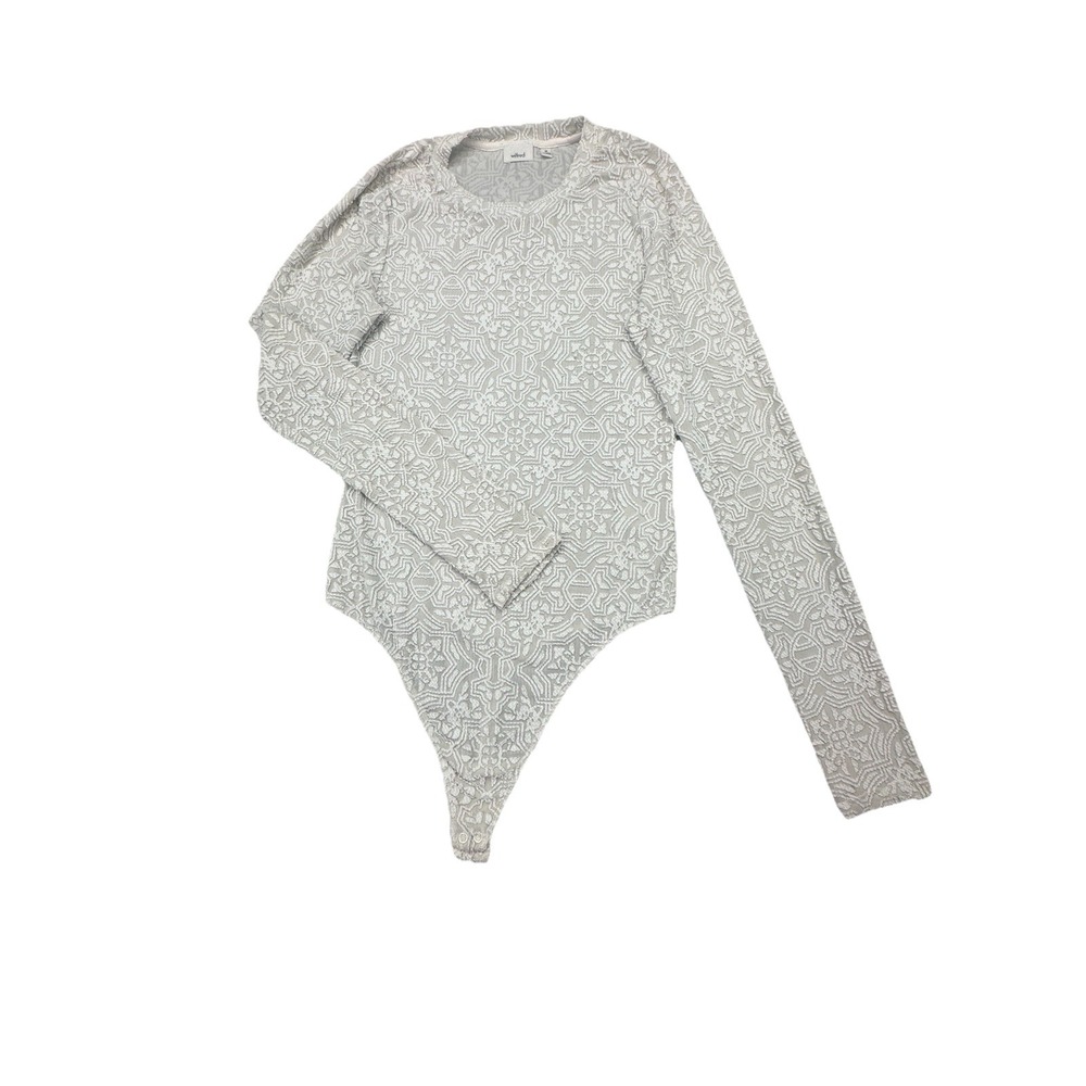 Wilfred Aritzia Textured Bodysuit Sz Medium Women's Long Sleeve Round Neck